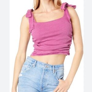 Free people magenta boulevard tie shoulder tank